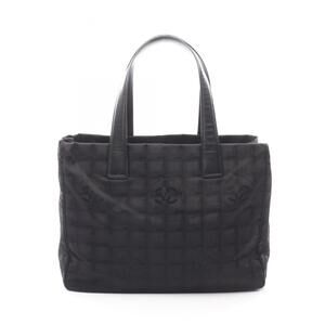 Chanel New Travel Line MM Tote Bag Handbag Leather Nylon Canvas Women's Black